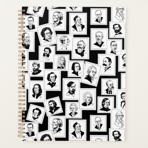 Pattern with portraits of the greatest composers planner