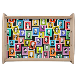 Pattern with portraits of the greatest composers serving tray
