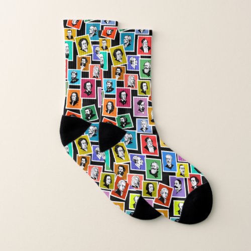 Pattern with portraits of the greatest composers socks