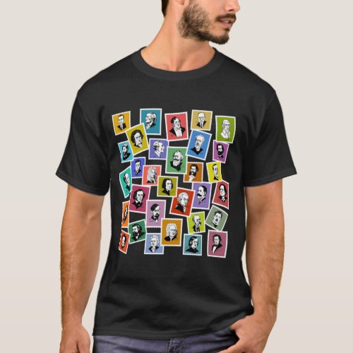 Pattern with portraits of the greatest composers  T_Shirt