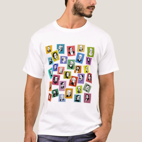 Pattern with portraits of the greatest composers T_Shirt