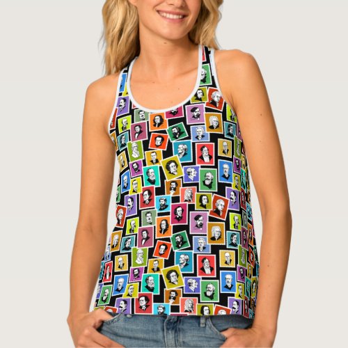 Pattern with portraits of the greatest composers tank top