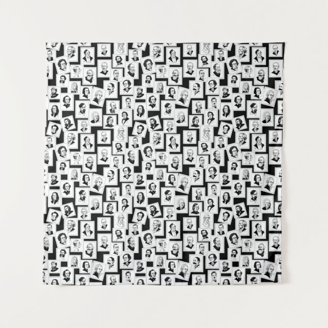 Pattern with portraits of the greatest composers tapestry (Front)
