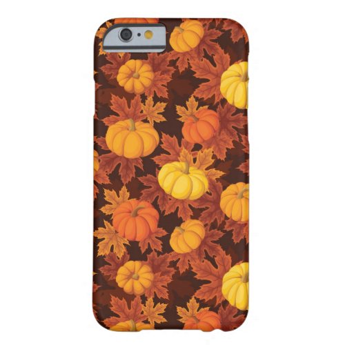 Pattern with pumpkins and autumn maple barely there iPhone 6 case