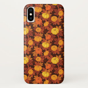 Pattern with pumpkins and autumn maple iPhone x case