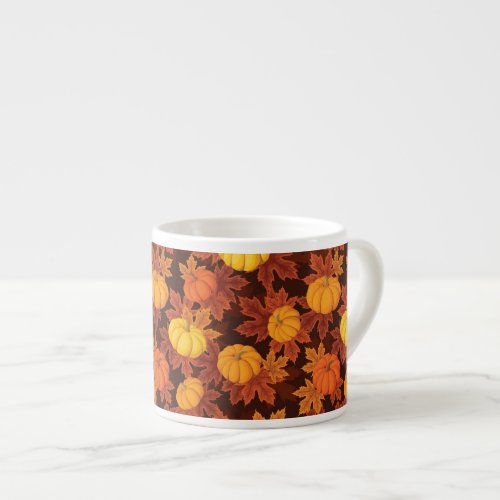 Pattern with pumpkins and autumn maple espresso cup