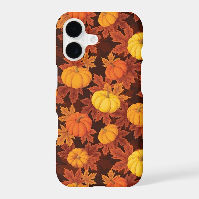Pattern with pumpkins and autumn maple iphone case (Back)