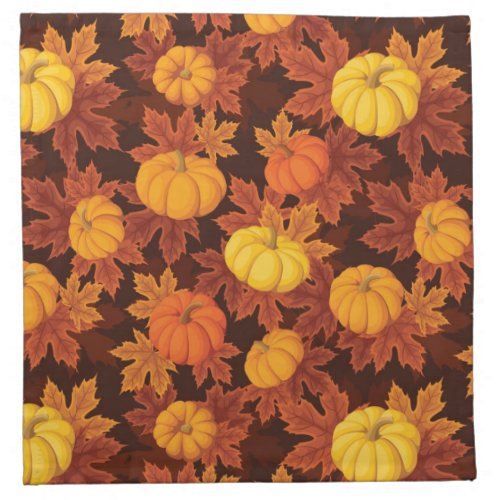 Pattern with pumpkins and autumn maple napkin