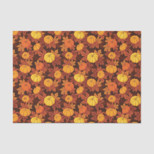 Pattern with pumpkins and autumn maple tissue paper