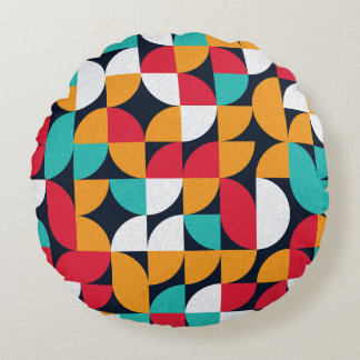 Pattern with random colored triangles Generative A Round Pillow