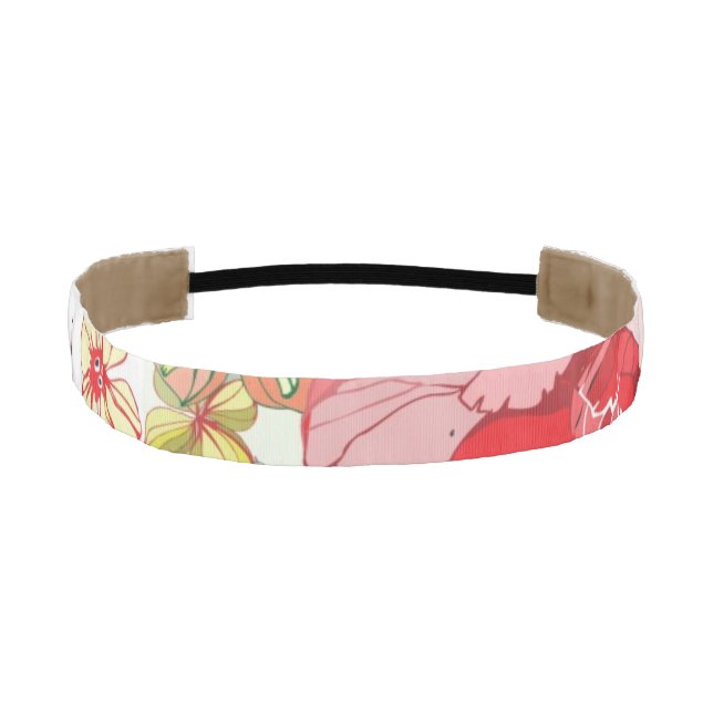 Pattern with red flowers athletic headband (Front)