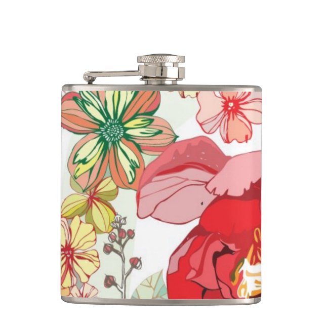 Pattern with red flowers flask (Front)