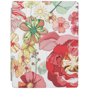 Pattern with red flowers iPad smart cover