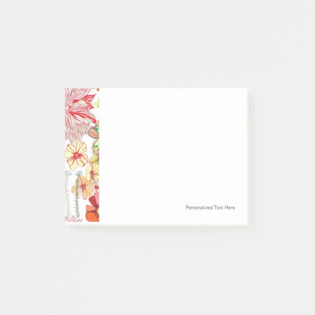 Pattern with red flowers post-it notes (Front)