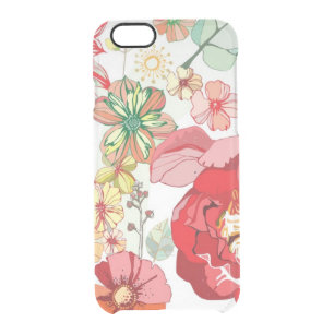 Pattern with red flowers clear iPhone 6/6S case