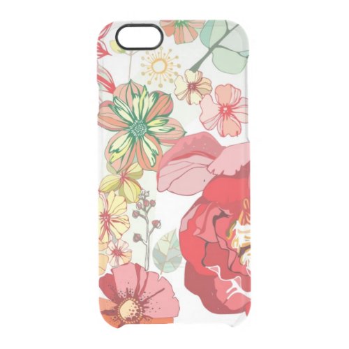 Pattern with red flowers clear iPhone 66S case