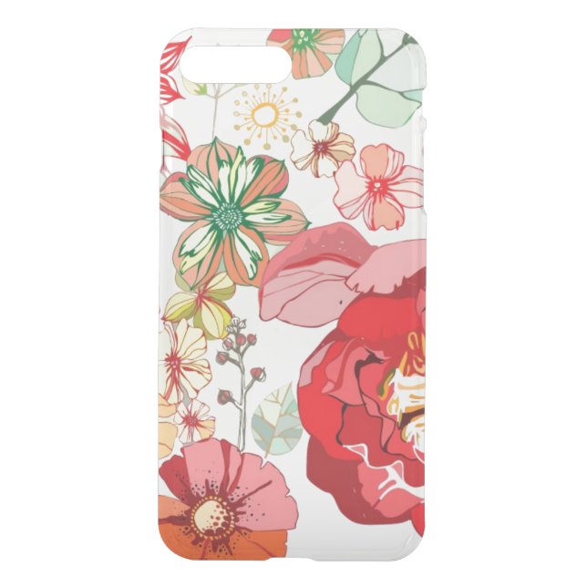 Pattern with red flowers uncommon iPhone case (Back)