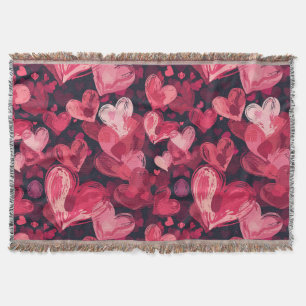 pattern with red hearts for Valentines Day Throw Blanket