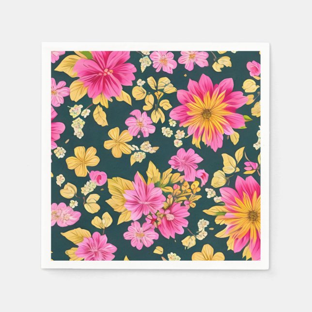 Pattern with retro pattern of flowers. napkins (Front)