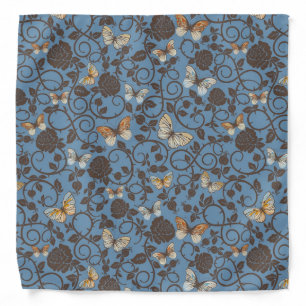 pattern with roses and butterfly bandana