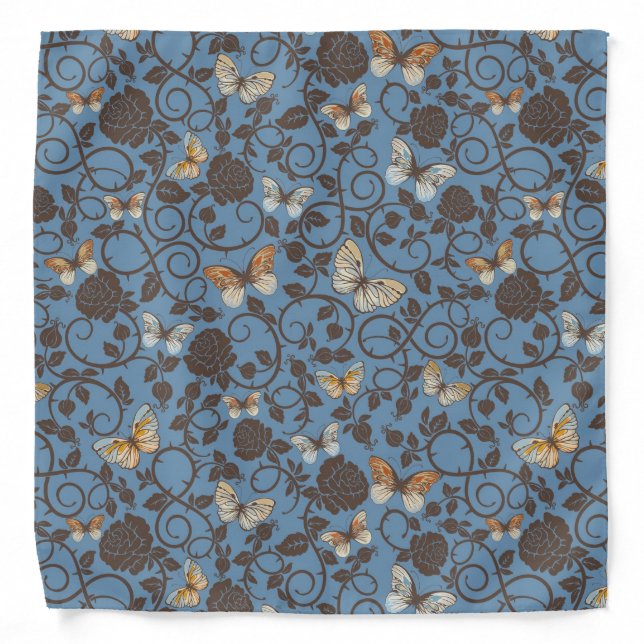 pattern with roses and butterfly bandana (Front)
