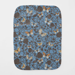 pattern with roses and butterfly burp cloth