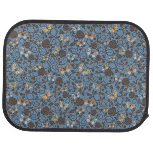 pattern with roses and butterfly car floor mat