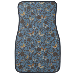 pattern with roses and butterfly car mat