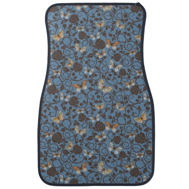 pattern with roses and butterfly car mat (Front)