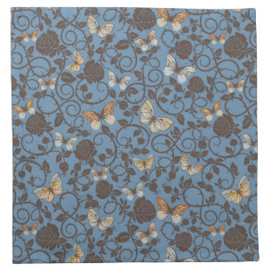 pattern with roses and butterfly cloth napkin