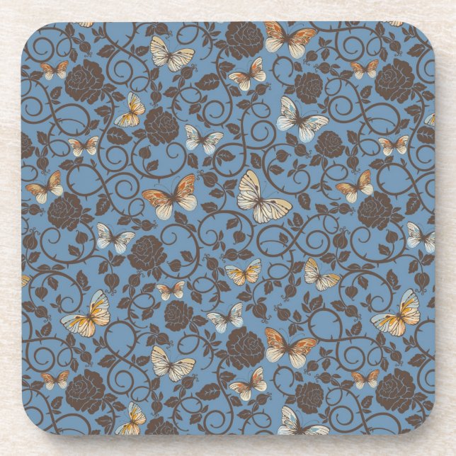 pattern with roses and butterfly coaster (Front)