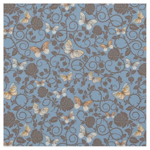 pattern with roses and butterfly fabric