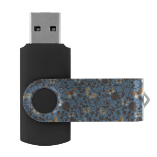 pattern with roses and butterfly flash drive