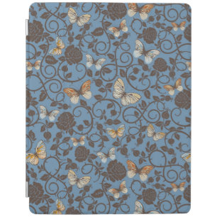 pattern with roses and butterfly iPad smart cover