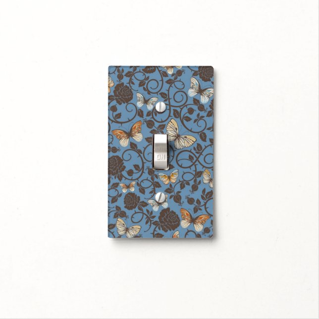 pattern with roses and butterfly light switch cover (In Situ)