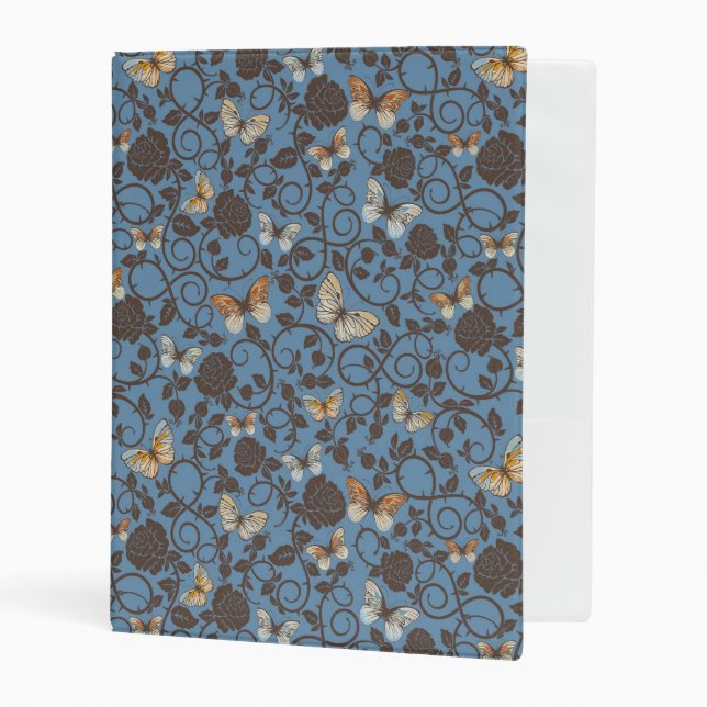 pattern with roses and butterfly mini binder (Front/Inside)