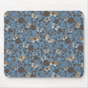 pattern with roses and butterfly mouse pad