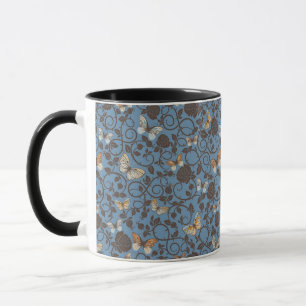 pattern with roses and butterfly mug