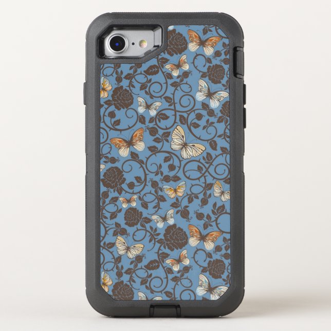 pattern with roses and butterfly otterbox iPhone case (Back)