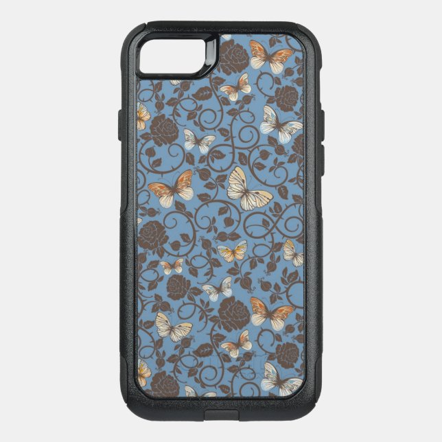 pattern with roses and butterfly otterbox iPhone case (Back)