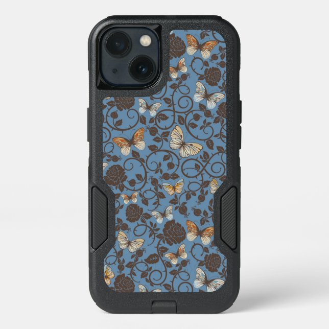 pattern with roses and butterfly otterbox iPhone case (Back)