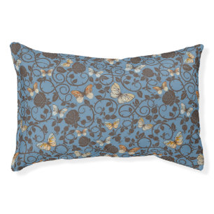 pattern with roses and butterfly pet bed