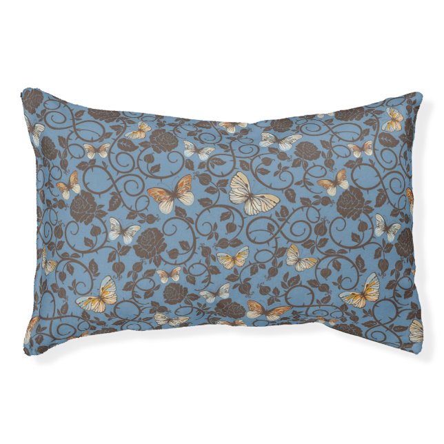 pattern with roses and butterfly pet bed (Front)