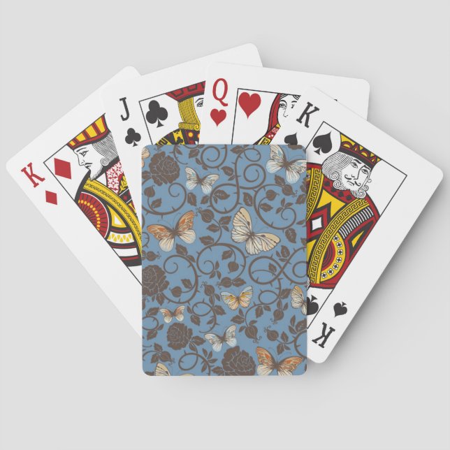 pattern with roses and butterfly poker cards (Back)