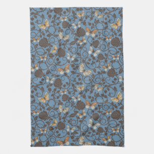 pattern with roses and butterfly towel