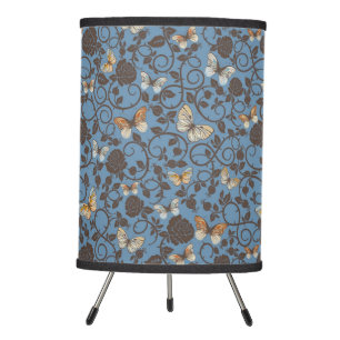 pattern with roses and butterfly tripod lamp