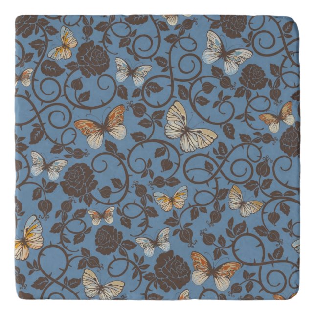 pattern with roses and butterfly trivet (Front)