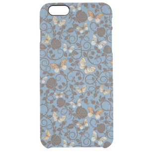 pattern with roses and butterfly clear iPhone 6 plus case