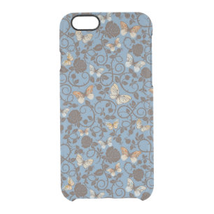 pattern with roses and butterfly clear iPhone 6/6S case