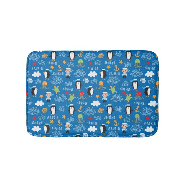 pattern with sea theme bath mat (Front)